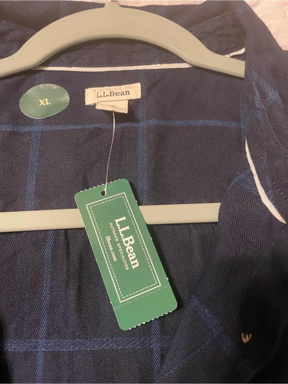 L.L. Bean Men's Navy Plaid Button-Down Shirt
